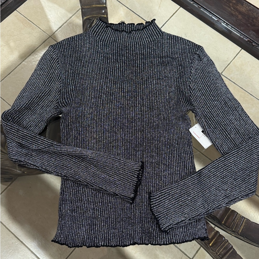 Black Ribbed Top Glitter